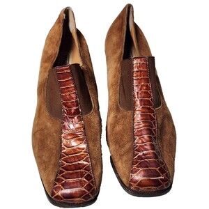 Valleverde Leather Vintage Snakeskin Panel Pumps Size EU 41 Italian Designer